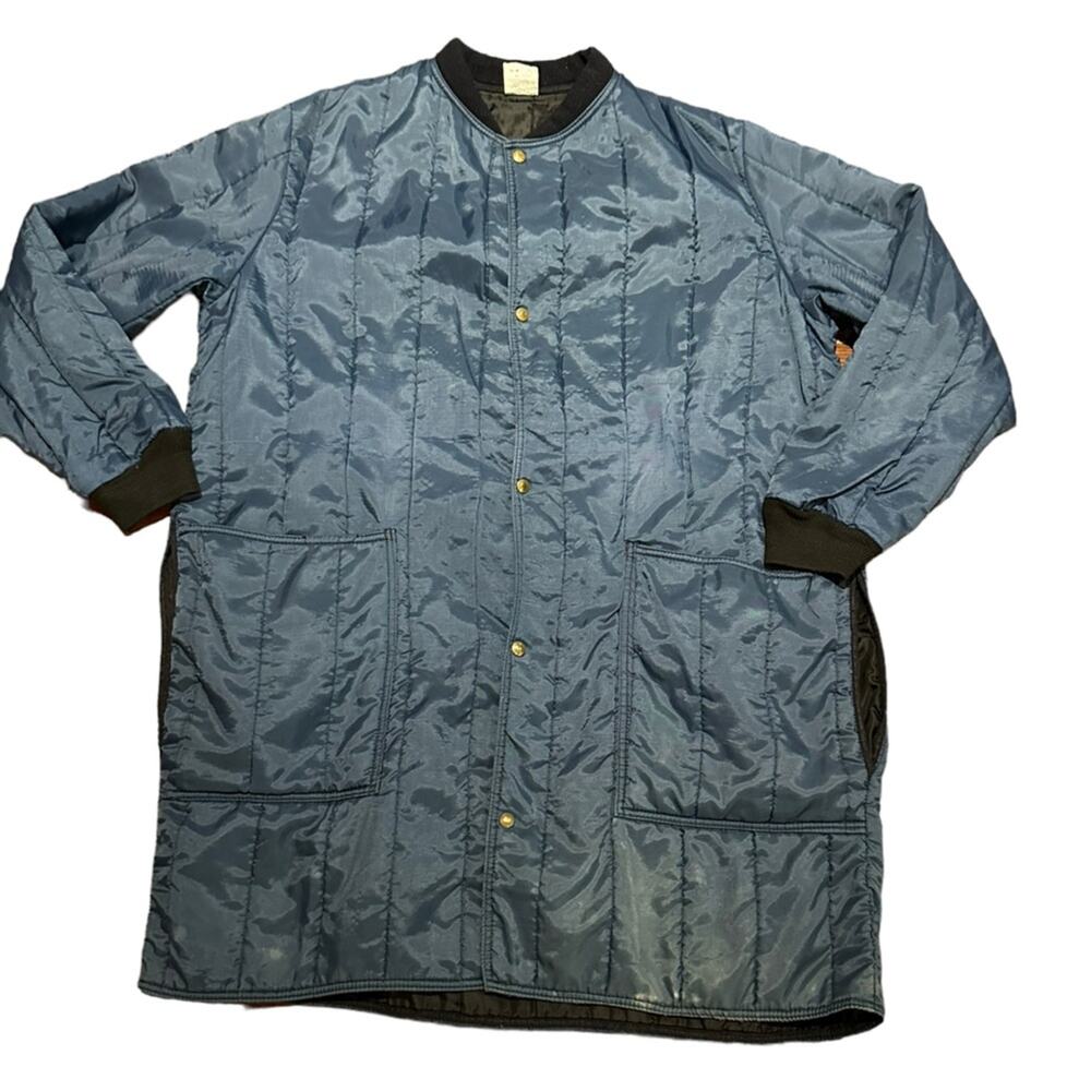 Refrigiwear Liner Style Snap Front Knee Length Jacket/Coat Mens XXL in Navy Blue